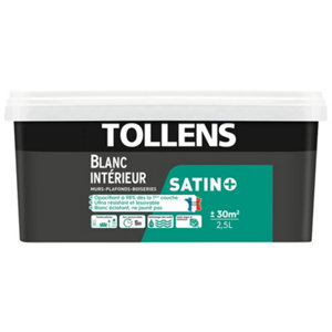 Peinture monocouche murs et plafonds intérieure acrylique satin blanc 2.5 L