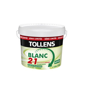 Peinture intérieure satinée murs et plafonds 2en1 blanc 10 litres 