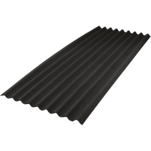 Plaque bitumineuse ondulée 9 ondes pour abri et carport noir 200 x 85,5 cm