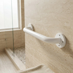 Barre de maintien droite en métal époxy 30 cm blanc