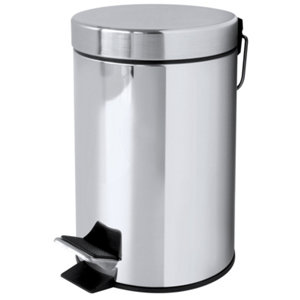Poubelle à pédale chromé 3L - P. 22 cm x H. 26 cm x l. 17 cm