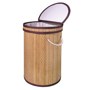 Panier à linge en bambou 52 litres - P. 35 cm x H. 55 cm