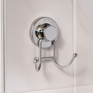 Patère chromé ventouse - 2 têtes - P. 5,5 cm x H. 7 cm x l. 11,4 cm