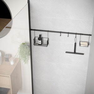 Set crédence extensible + accessoires SLICE en métal époxy noir mat