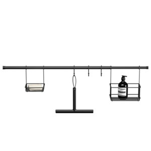 Set crédence extensible + accessoires SLICE en métal époxy noir mat