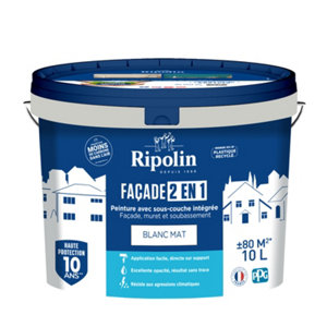 Peinture façade 2 en 1 blanc mat 10 L