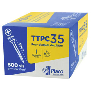 Boîte de 500 vis plaque de plâtre TTPC 8 x 35 mm