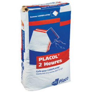 Colle placol sac 25 kg prise rapide 2 heures pour assemblage carreaux cloison