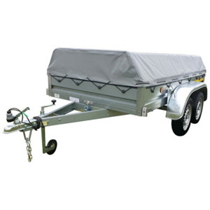 Remorque double essieux en acier galvanisé avec bâche