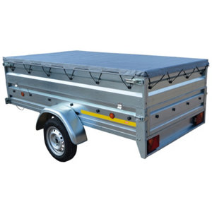 Remorque simple essieu avec réhausses et bâche - L. 256 x l. 134 x P. 30 cm