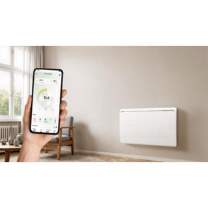 Radiateur à inertie sèche blanc 1500W Wifi ANNA montage mural, thermostat ajustable