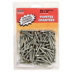 100 pointes crantées annelées électrozinguées - 4 x 35 mm
