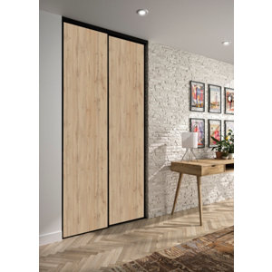 Pack 2 portes coulissantes chêne / noir 90 cm