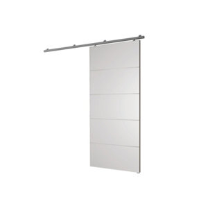 Kit porte coulissante blanc suspendue 83 cm rail aluminium 4 inserts