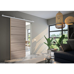 Kit porte coulissante chêne avec rail et fixations VERONE 83 x 204 cm