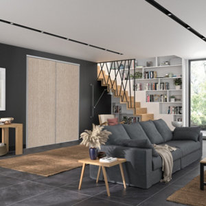 Lot de 2 portes de placard coulissantes décor chêne grisé H. 250 x L. 180 cm