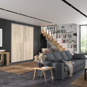 Lot de 2 portes de placard coulissantes décor chêne clair H. 250 x L. 180 cm