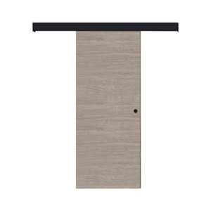 Kit porte coulissante aspect bois H.204 x L.83 + rail aluminium/MDF noir 160cm OPTIMUM