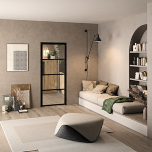 Bloc porte intérieure loft noir 83 cm gauche OPTIMUM