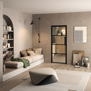 Bloc porte intérieure loft noir 83 cm droite OPTIMUM