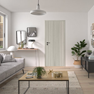 Bloc-porte alvéolaire chêne gris poussant gauche 204 x 83 cm