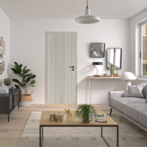 Bloc-porte alvéolaire chêne gris poussant droit 204 x 83 cm