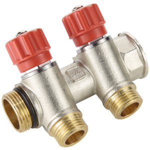 Nourrice "Easylock" indexable et auto-étanche avec mini-vannes, 2 sorties, M/F 20/27