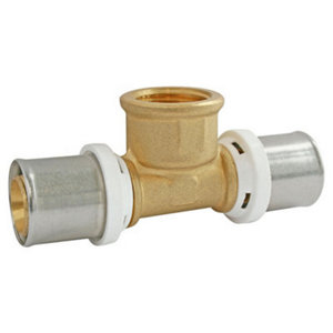 Té en laiton femelle au centre à sertir pour tube multicouche Ø 16 mm 15x21 mm