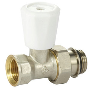 Robinet droit de radiateur en nickel - M/15 x 21 mm