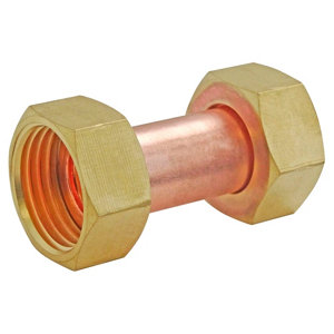 Raccord droit 2 écrous tournants Femelle 20/27 (3/4") - Femelle 20/27 (3/4") - Douille cuivre