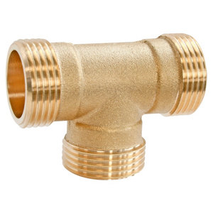 Lot de 2 tés laiton triple Mâle 15/21 (1/2")