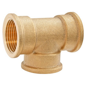 Lot de 2 tés laiton triple Femelle 15/21 (1/2")