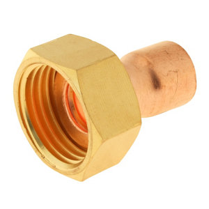 Lot de 2 raccords cuivre droit à souder sur tube cuivre Ø12 - Sortie écrou tournant Femelle 15/21 (1/2")