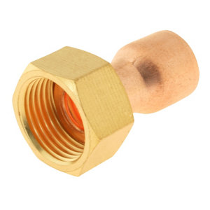 Lot de 2 raccords cuivre droit à souder sur tube cuivre Ø12 - Sortie écrou tournant Femelle 12/17 (3/8")