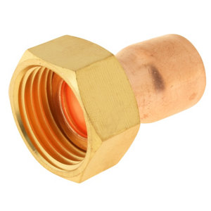 Lot de 2 raccords cuivre droit à souder sur tube cuivre Ø14 - Sortie écrou tournant Femelle 15/21 (1/2")