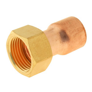 Lot de 2 raccords cuivre droit à souder sur tube cuivre Ø14 - Sortie écrou tournant Femelle 12/17 (3/8")