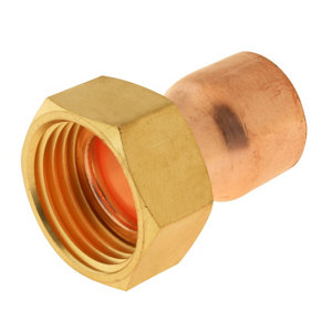 Lot de 2 raccords cuivre droit à souder sur tube cuivre Ø16 - Sortie écrou tournant Femelle 15/21 (1/2")