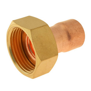 Lot de 2 raccords cuivre droit à souder sur tube cuivre Ø16 - Sortie écrou tournant Femelle 20/27 (3/4")