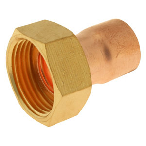 Lot de 2 raccords cuivre droit à souder sur tube cuivre Ø18 - Sortie écrou tournant Femelle 20/27 (3/4")