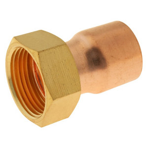 Lot de 2 raccords cuivre droit à souder sur tube cuivre Ø22 - Sortie écrou tournant Femelle 20/27 (3/4")