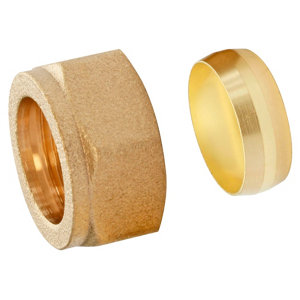 Lot de 2 bagues coniques pour tube cuivre Ø16 + écrous Femelle 15/21 (1/2")