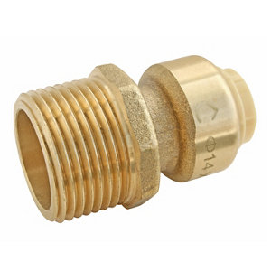 Raccord laiton à clipser pour tubes cuivre ou PER ou Multicouche Ø14 - Mâle 20/27