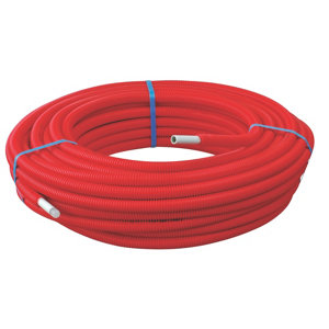 Couronne tube multicouche prégainée rouge Ø16 - 25 mètres