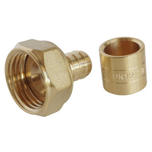 Lot de 2 raccords droit à glissement pour tube PER Ø12 - Femelle écrou tournant 15/21 (1/2")