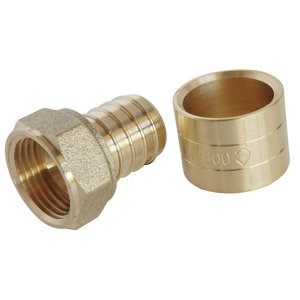 Lot de 2 raccords droit à glissement pour tube PER Ø16 - Femelle écrou tournant 12/17 (3/8")