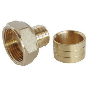 Lot de 2 raccords droit à glissement pour tube PER Ø20 - Femelle écrou tournant 20/27 (3/4")