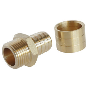 Lot de 2 raccords droit à glissement pour tube PER Ø16 - droit mâle 12/17 (3/8")