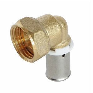 Raccord coudé à sertir pour tube PER Ø12 - coude écrou tournant 15/21 (1/2")