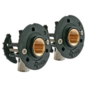 Fixation pour robinetterie Bain Douche pour PER Ø16 raccord à sertir sortie femelle 15/21 (1/2")