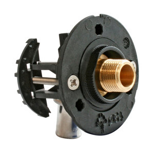 Fixation pour robinetterie de WC pour PER Ø12 raccord à sertir sortie mâle 12/17 (3/8")